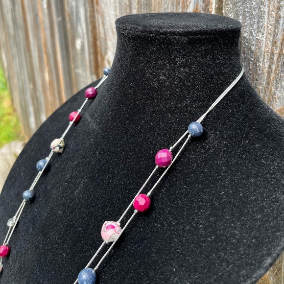 Loft silver cranberry and blue long necklace - Picture 6 of 11